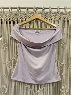 Aritzia Lilac Off-Shoulder Cowl Neck Crop-top